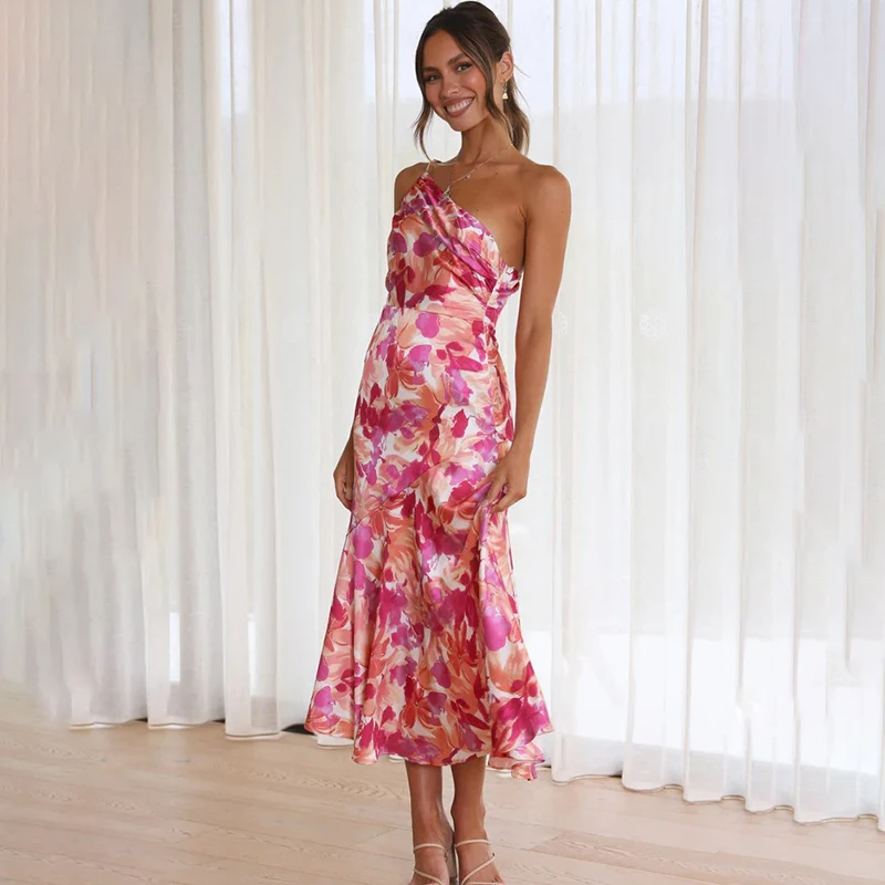 pink floral bridesmaid dress