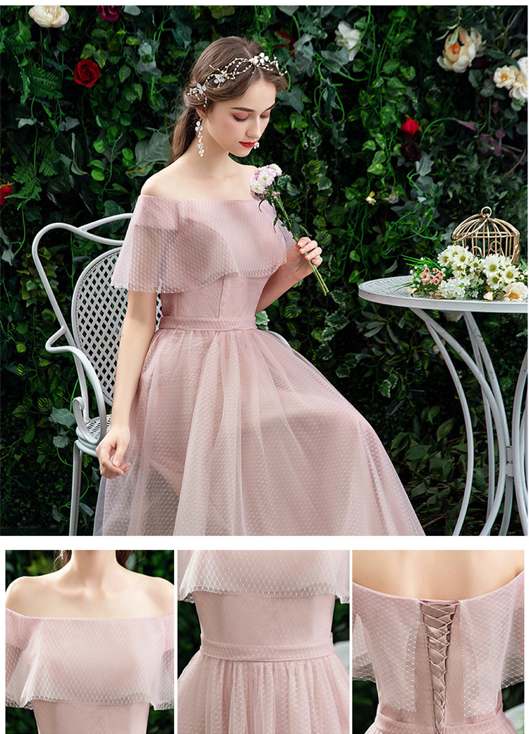 light pink long bridesmaid dress