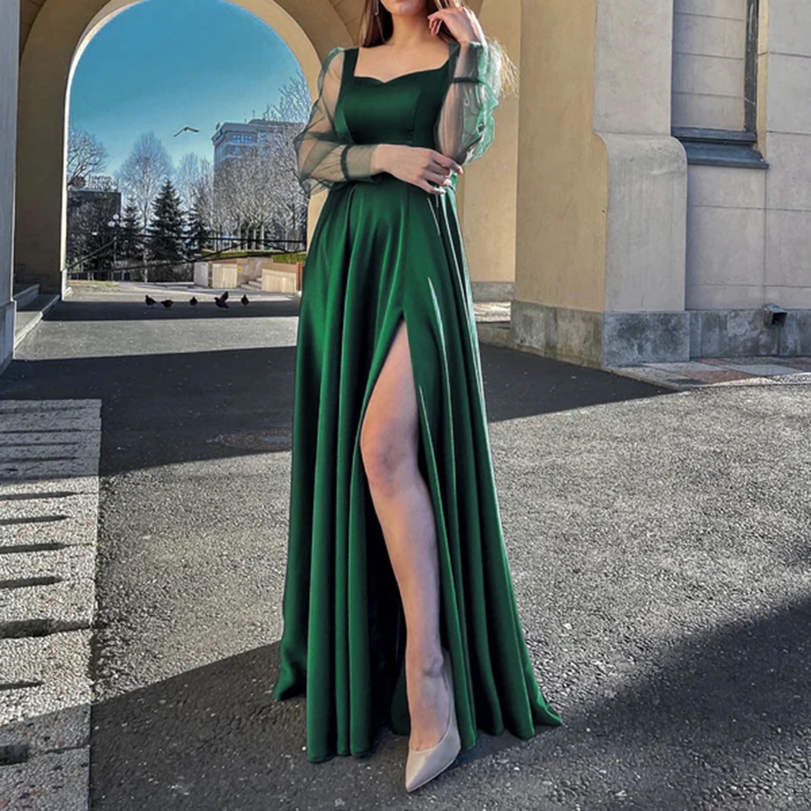 green long dress formal