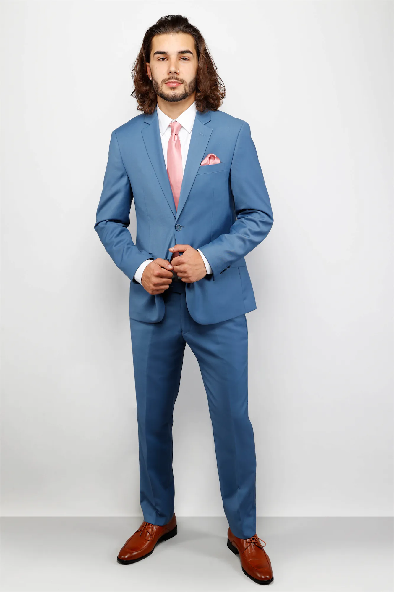 men's light blue suit 