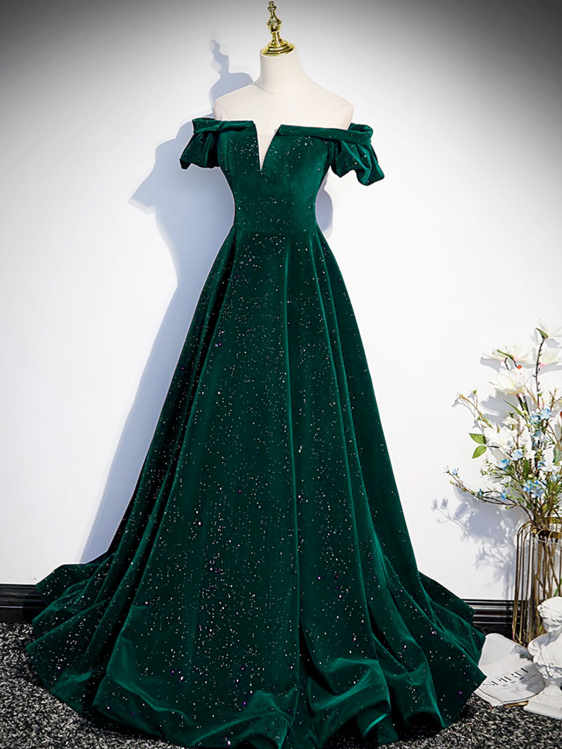 green long dress formal