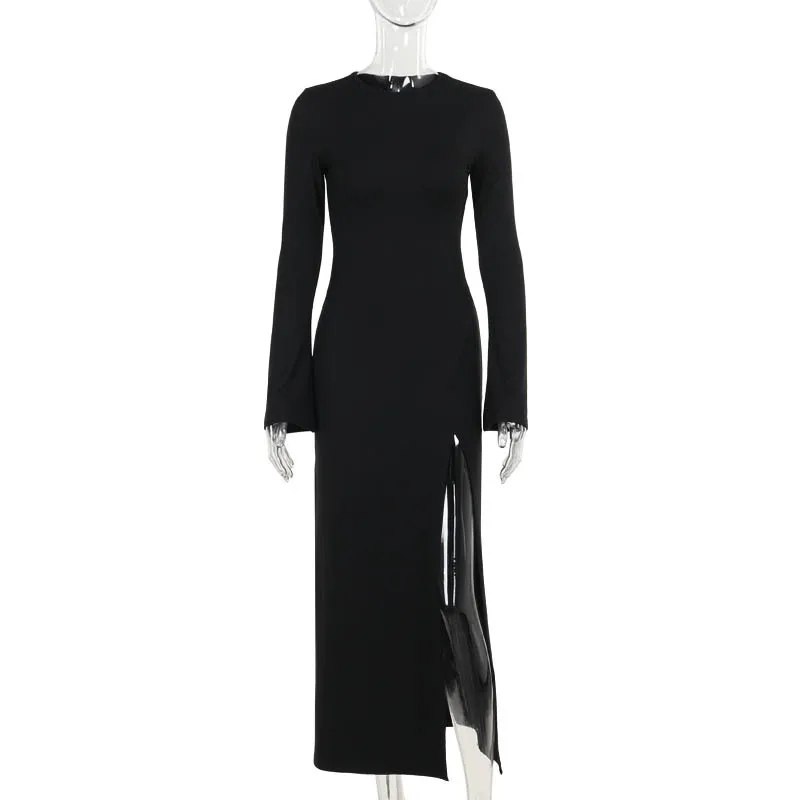 black long sleeve formal dress