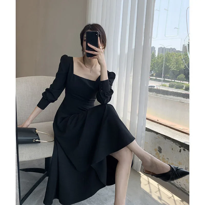 black long sleeve cocktail dress