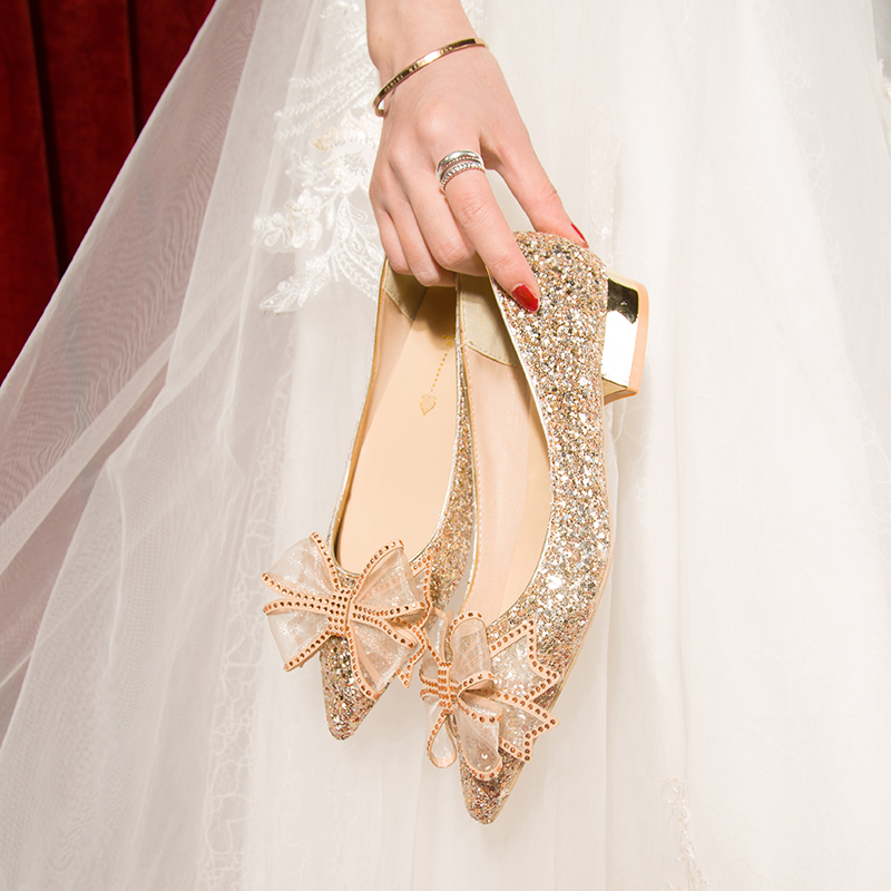 rose gold bridal shoes