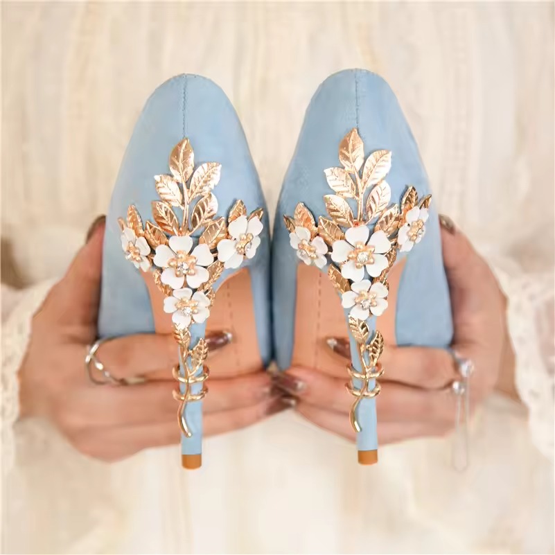 bridal shoes with blue