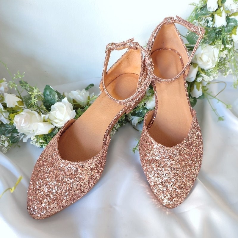 rose gold bridal shoes