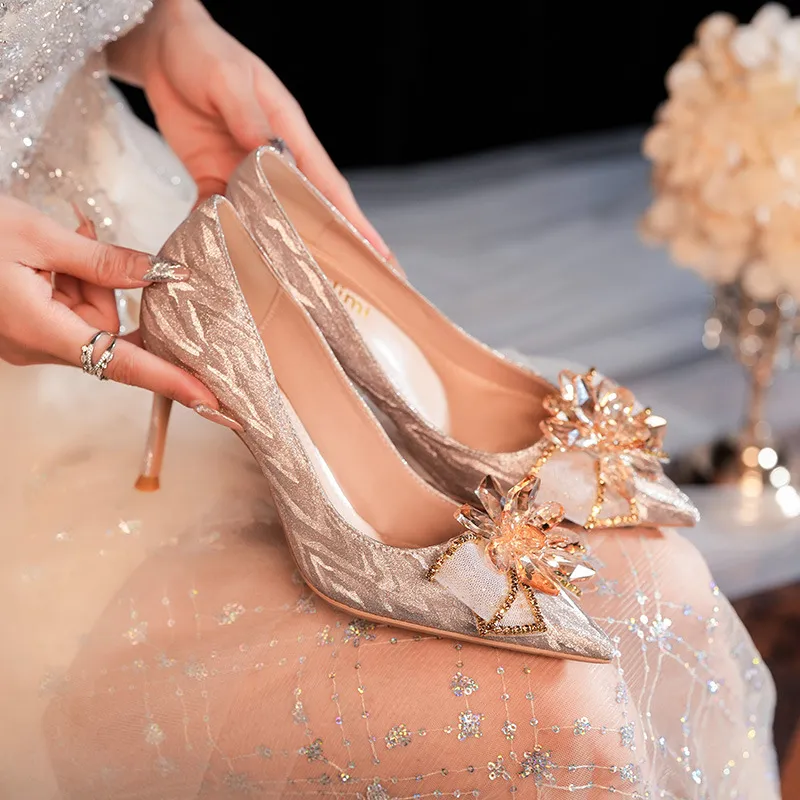 bronze bridal shoes