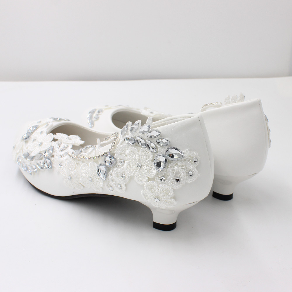  white bridal shoes low heel