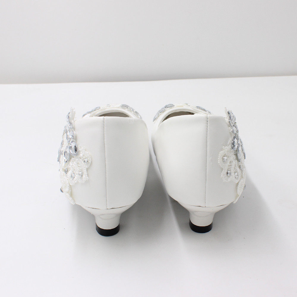  white bridal shoes low heel