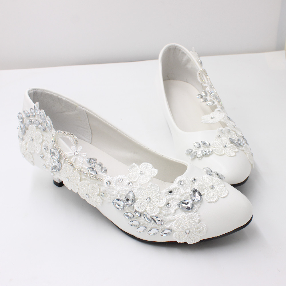  white bridal shoes low heel